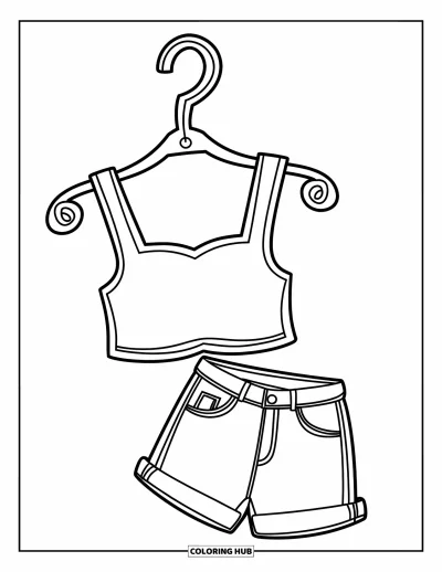 Ζωγραφιά Y2K για παιδιά: Μοδάτο crop top και χαμηλόμεσο τζιν κρεμασμένα σε σπειροειδή κρεμάστρα
