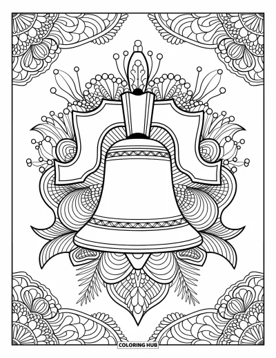 Harang kifestő felnőtteknek: Antik templomharang teljes botanikai mandala díszítéssel körülvéve