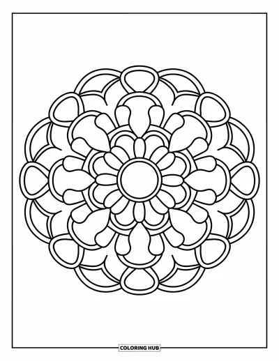 Bohemian Mandala Coloring Page for Kids: A bold mandala with playful shapes and easy sections