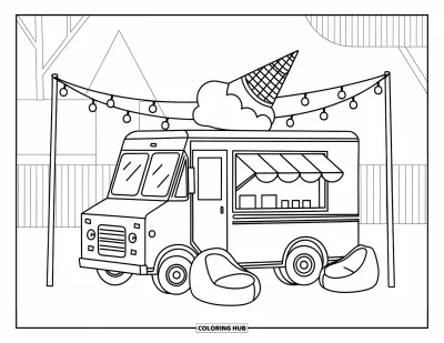 50+ Dibujos de camión de helados para colorear para niños y adultos (Gratis)