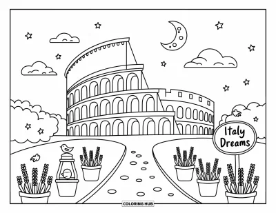 70+ Coloriages d&rsquo;Italie pour enfants et adultes (Gratuits)