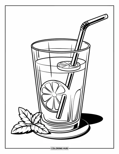 Limonádés kifestő gyerekeknek: Limonádés korsó kockás terítőn jégkockákkal