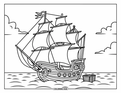 80+ Coloriages de bateau pirate pour enfants et adultes (Gratuits)