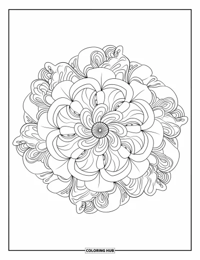 Coloriage de mandala de roses pour adultes : Mandala de roses pleine page avec des boutons de roses et de délicats arabesques