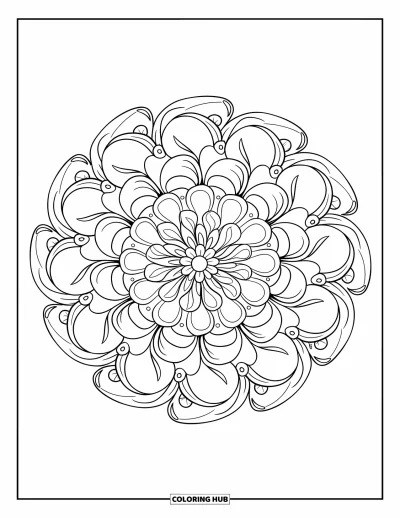 Coloriage de mandala de roses pour adultes : Mandala de roses complexe avec des niveaux de boutons de roses et des motifs floraux