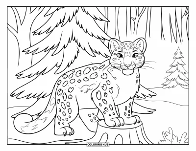 85+ Coloriages de léopard des neiges pour enfants et adultes (Gratuits)