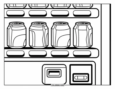 子ども向けソーダのぬりえ：缶やボタンが付いた大きくて塗りやすいソーダの自動販売機