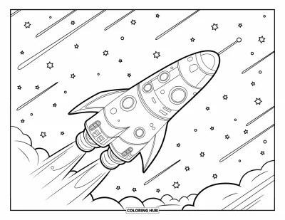 75+ Dibujos de naves espaciales para colorear para niños y adultos (Gratis)