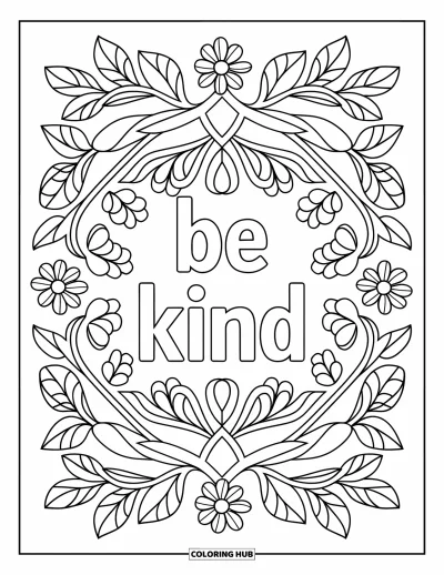 Coloriage sur la gentillesse pour adultes : Mandala complexe avec « Be Kind » en son centre