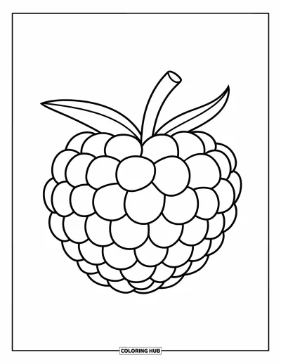 Beeren-Ausmalbild für Kinder: Brombeere aus weichen runden Formen mit kleinem Stiel
