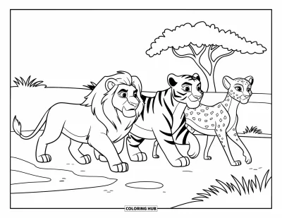 75+ Desenhos de grandes felinos para colorir para crianças e adultos (Grátis)