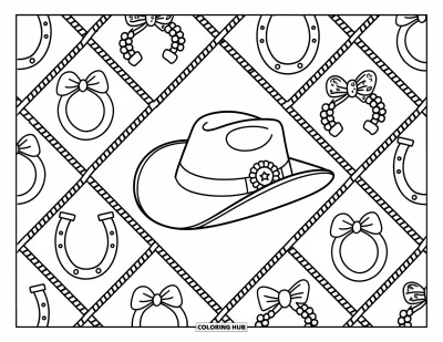 70+ Dibujos de sombreros vaqueros de estilo preppy para colorear para niños y adultos (Gratis)