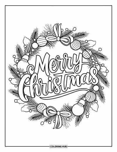 Decemberi kifestő felnőtteknek: Ünnepi koszorú mandala veszi körül az ecsettel írt "Merry Christmas" köszöntést