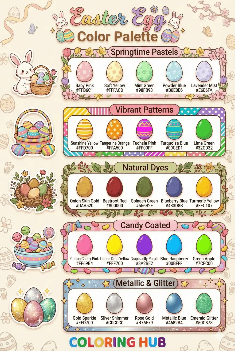 Easter Egg Coloring Page Color Palettes