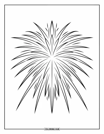 Firework Coloring Page for Adults: Crossette firework with clean outlines against a white background