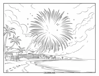 60+ Firework Coloring Pages