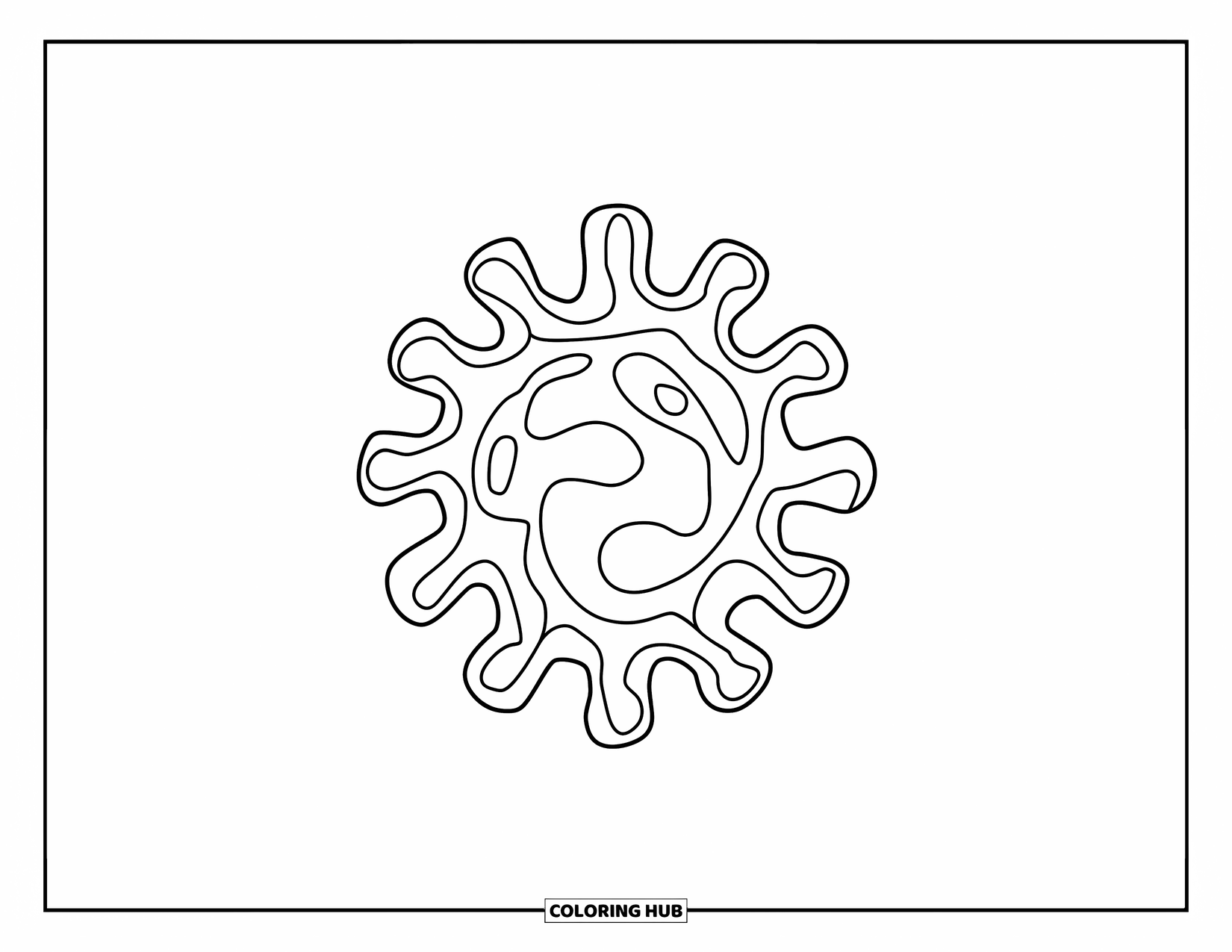 Germ Coloring Page for Kids: Smooth, rounded amoeba-like germ with wavy edges