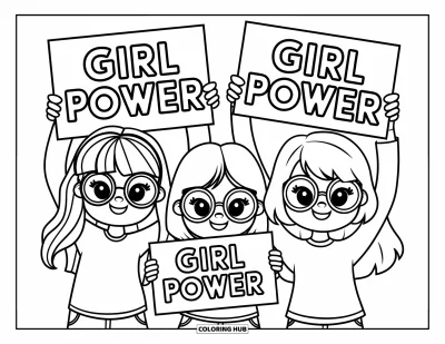 65+ Dibujos de poder femenino para colorear para niños y adultos (Gratis)