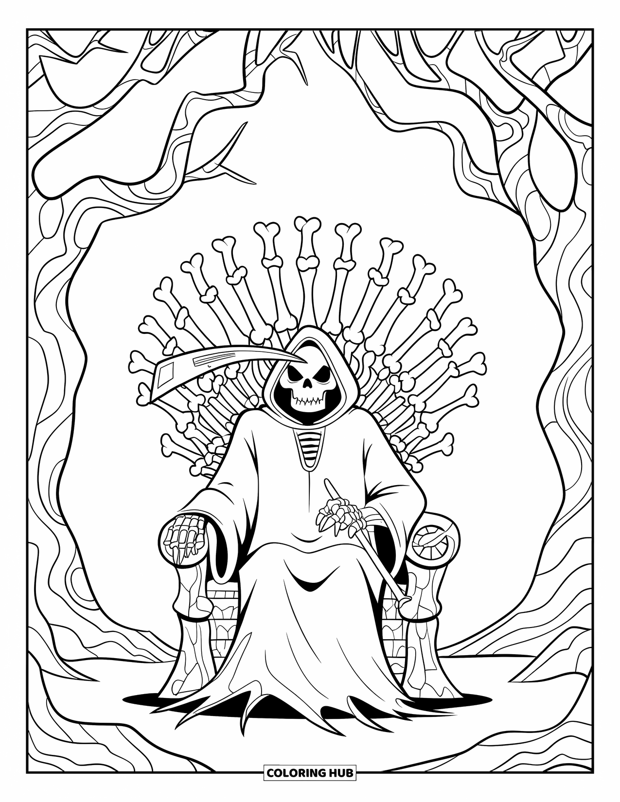 55+ Grim Reaper Coloring Pages for Kids & Adults (Free Printable PDFs)