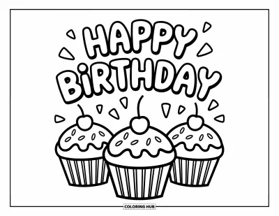 75+ Dibujos de tarjetas de cumpleaños para colorear
