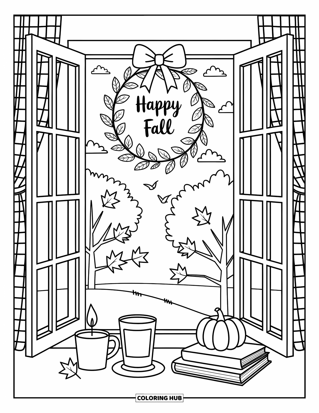 95+ Happy Fall Coloring Pages for Kids & Adults (Free Printable PDFs)