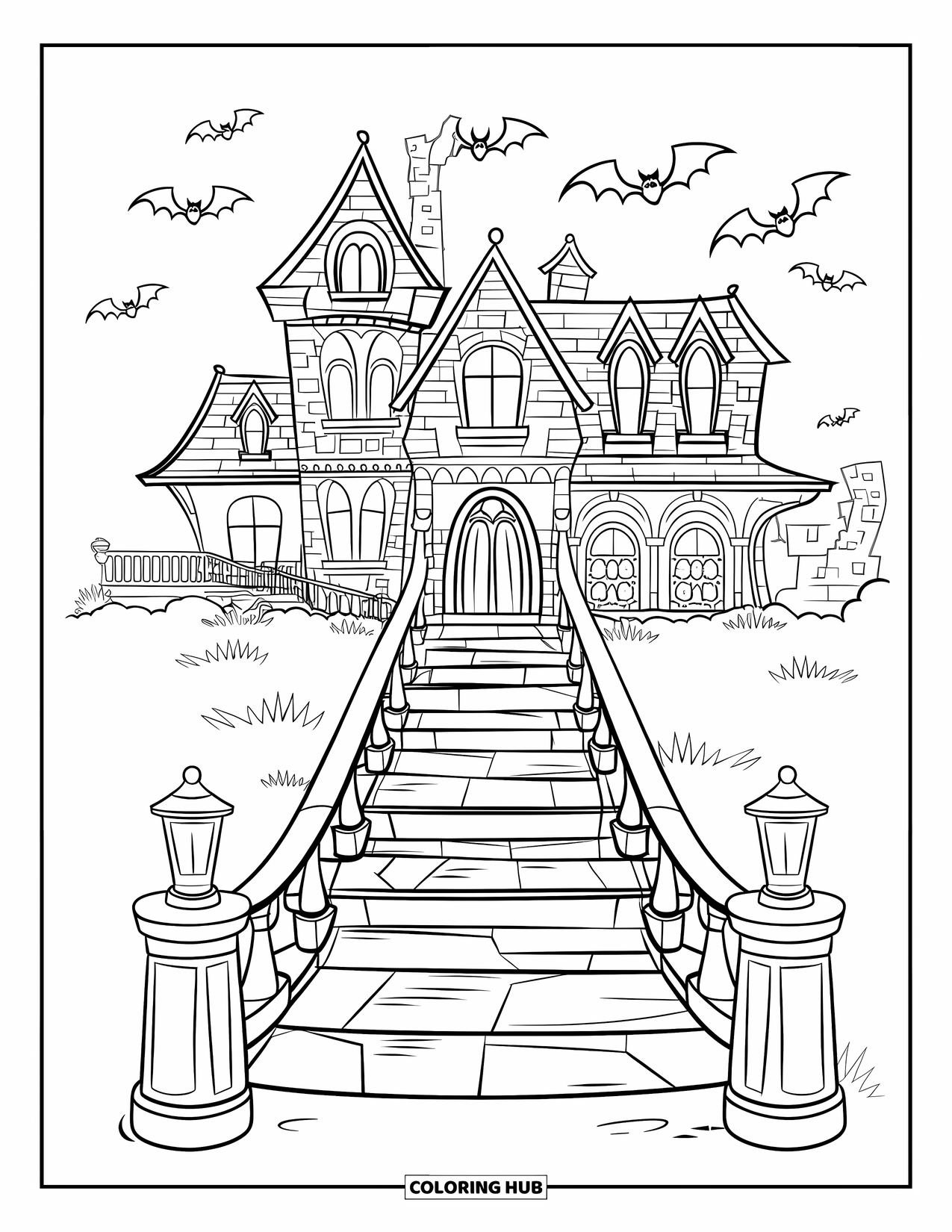 60+ Haunted Mansion Coloring Pages for Kids & Adults (Free Printable PDFs)