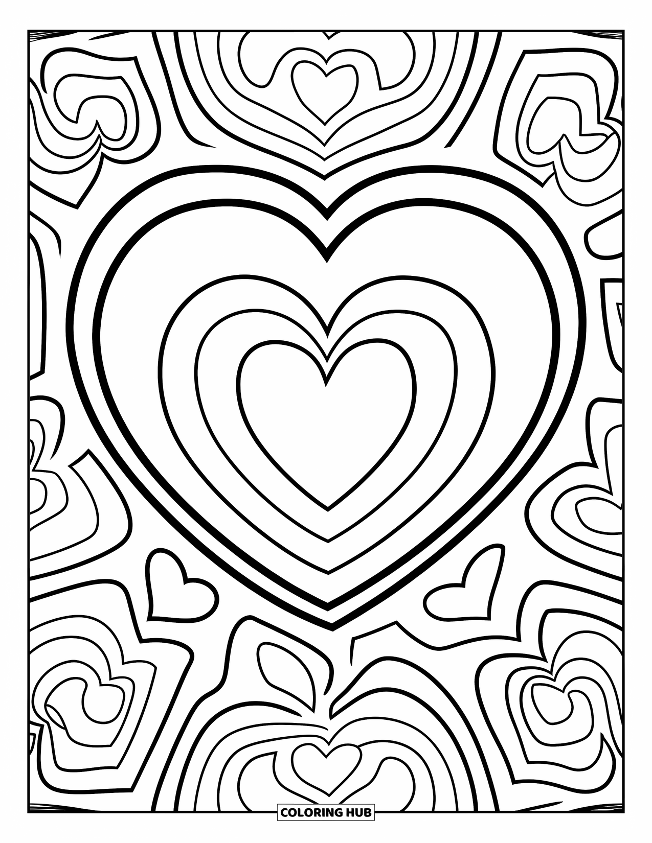Heart Mandala Coloring Page for Kids: A bold heart and circle mandala offers big shapes and a cheerful, fun vibe
