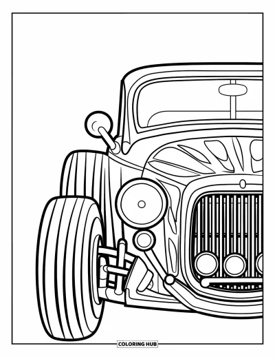 Hot Rod kifestő gyerekeknek: Kisgyerekeknek való hot rod elölről kerek fényszórókkal