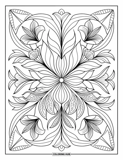 Lilien-Ausmalbild für Erwachsene: Verschiedene Lilien bilden ein kreisförmiges Muster mit kleinen floralen Details