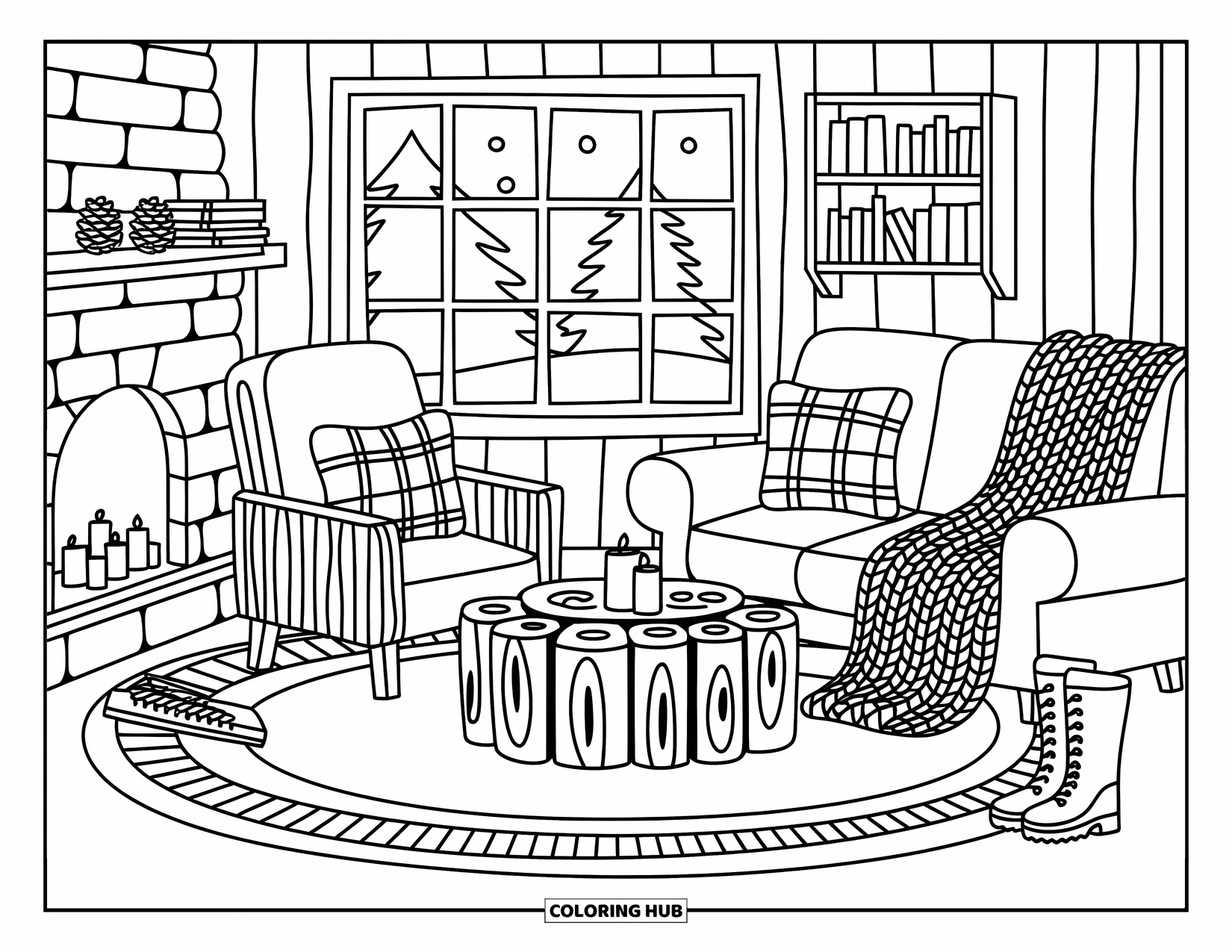 80+ Living Room Coloring Pages for Kids & Adults (Free)