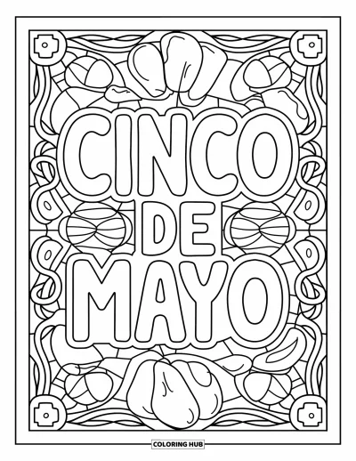 Ζωγραφιά Μαΐου για μεγάλους: "Cinco de Mayo" μέσα σε πλαίσιο βιτρό με πιπεριές, λουλούδια και μαράκες