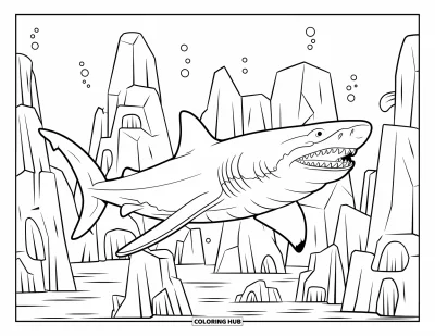 50+ Coloriages de mégalodon pour enfants et adultes (Gratuits)