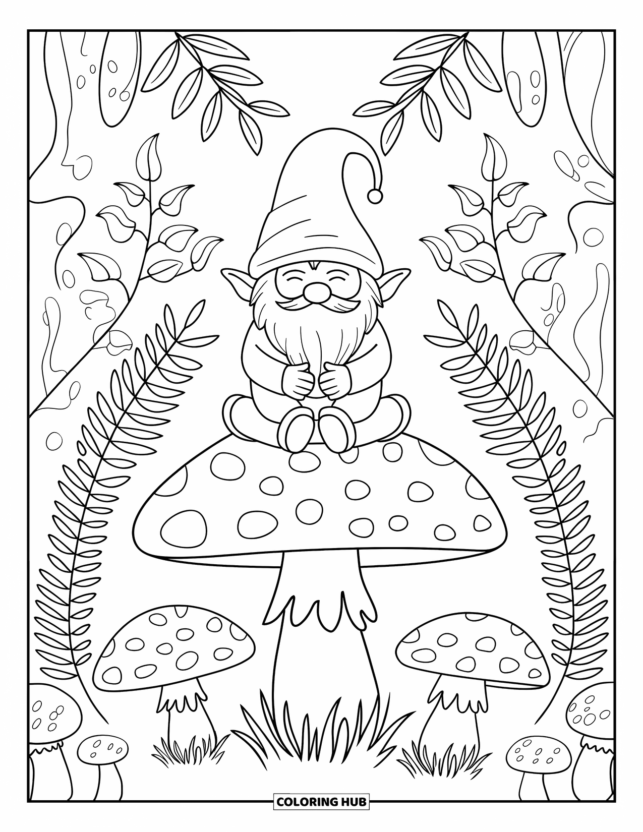70+ Mushroom Gnome Coloring Pages for Kids & Adults (Free Printable PDFs)