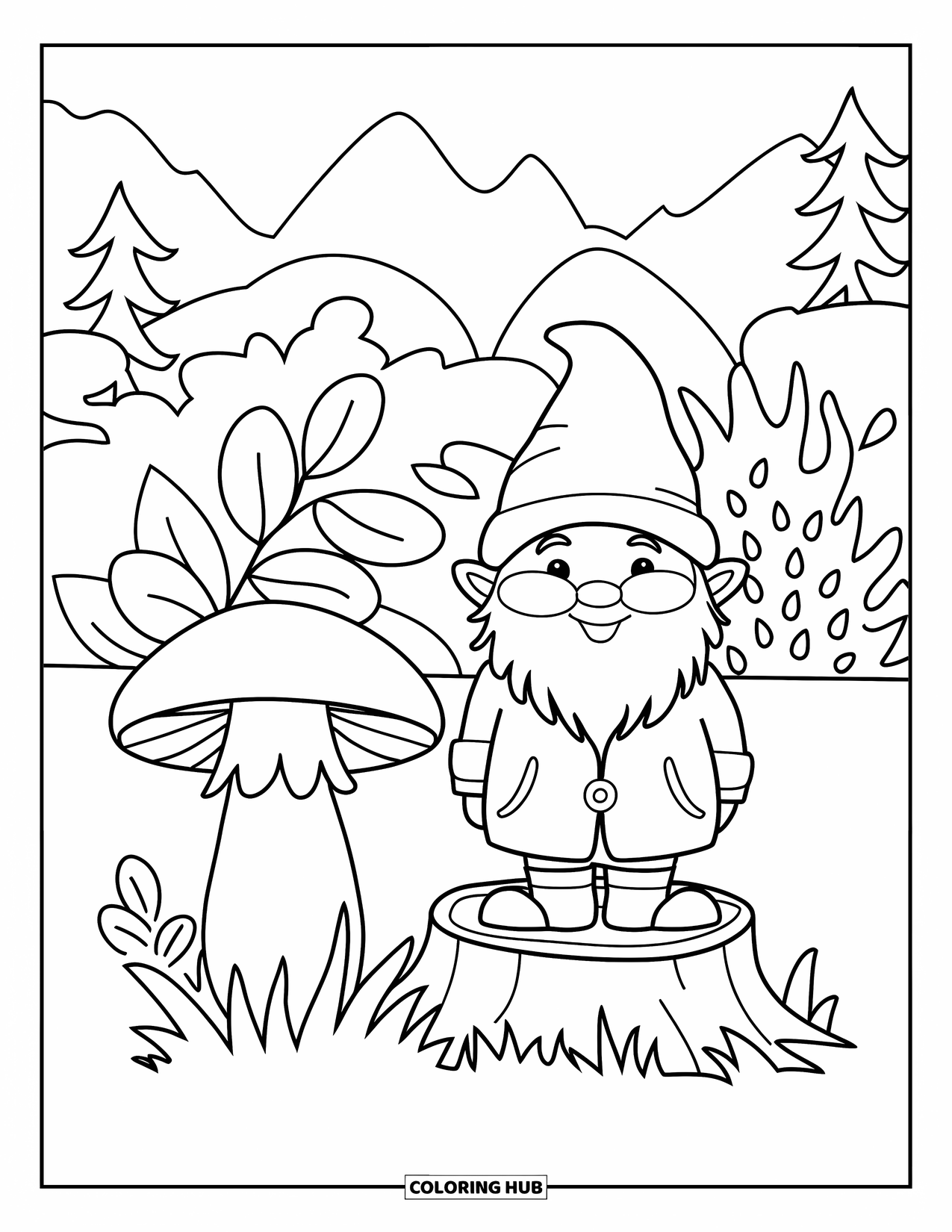 70+ Mushroom Gnome Coloring Pages for Kids & Adults (Free Printable PDFs)