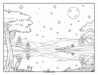 75+ Coloriages du ciel nocturne pour enfants et adultes (Gratuits)