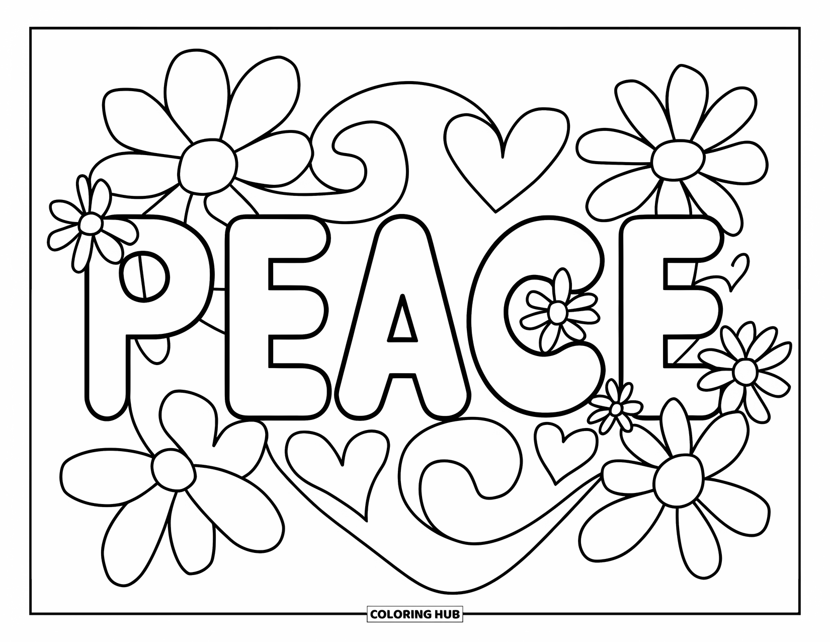 70  Peace Coloring Pages for Kids Adults (Free Printable PDFs)