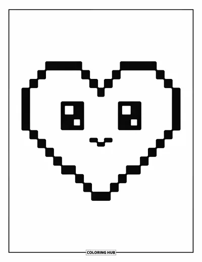 Pixel kifestő gyerekeknek: Aranyos pixel szív puha szélekkel, kis négyzetekből