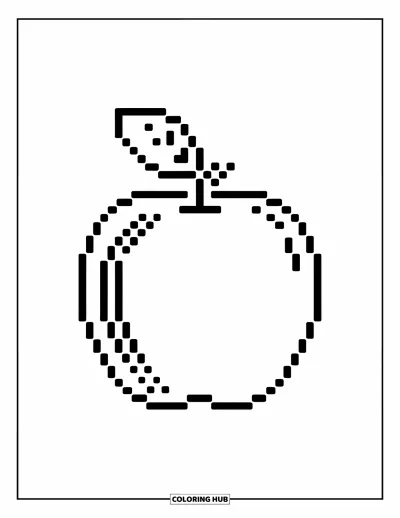 Pixel kifestő gyerekeknek: Pixel alma sima felülettel és egyetlen levéllel