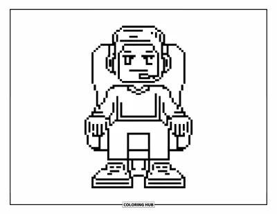 Pixel kifestő gyerekeknek: Pixel játékos avatar székben ül fejhallgatóval