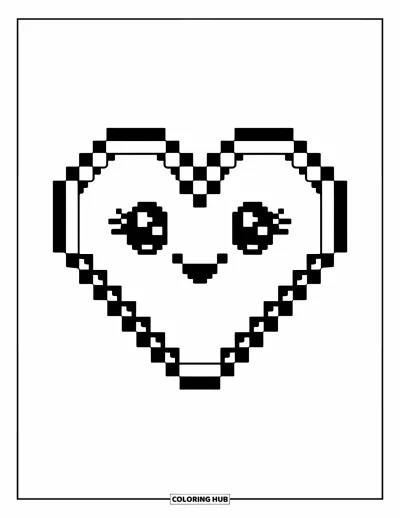 Pixel kifestő gyerekeknek: Pixel szív közepes részletességgel és határozott körvonallal