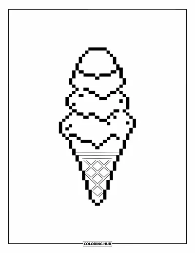 Pixel kifestő gyerekeknek: Pixel fagylalttölcsér több gombóccal egymáson