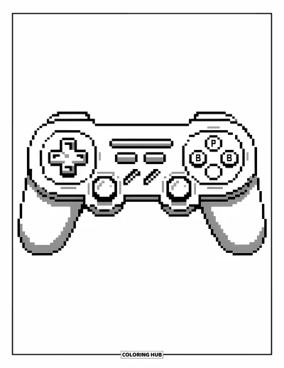 Pixel kifestő gyerekeknek: Pixel videojáték-kontroller részletes gombokkal és fogantyúval