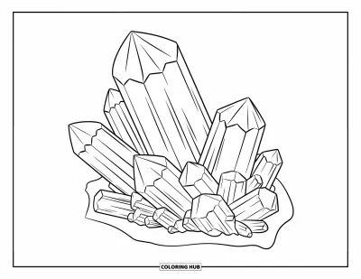 Coloriage de violet pour enfants : Grappe de cristaux d'améthyste sur fond blanc uni