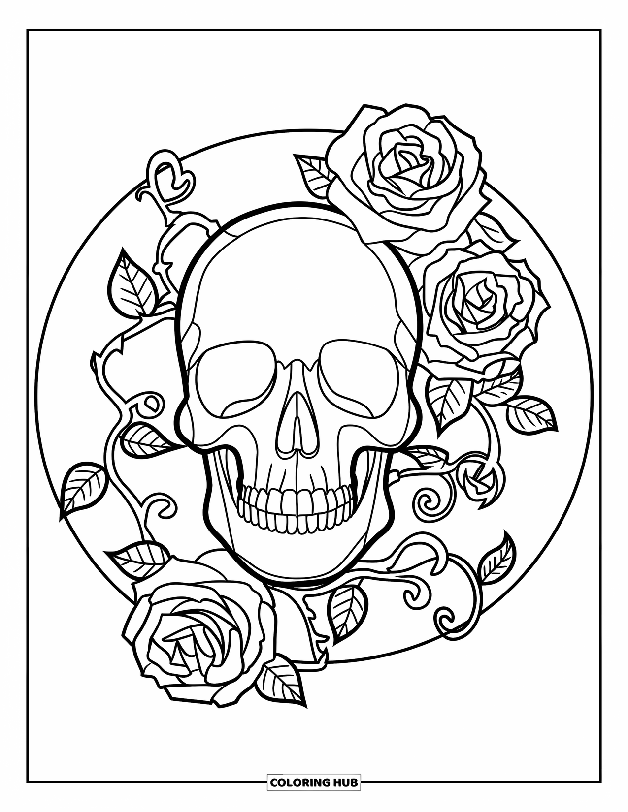 65+ Rose Skull Coloring Pages for Kids & Adults (Free Printable PDFs)