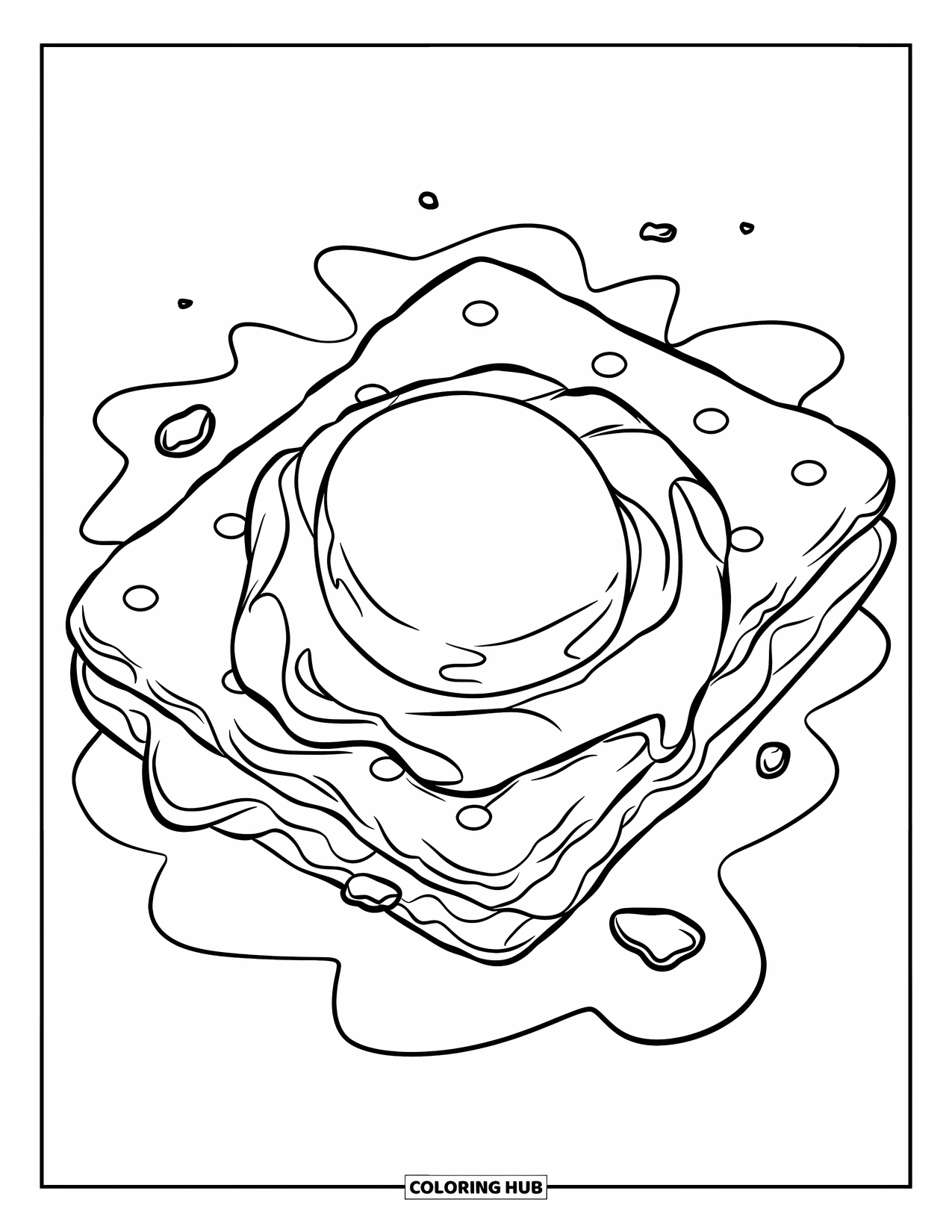 Smore Coloring Page for Kids: Large graham cracker with marshmallow and chocolate center