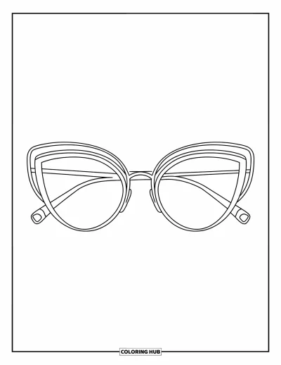 Coloriage de lunettes de soleil pour enfants : Des lunettes œil-de-chat galbées posées soigneusement avec des lignes franches et un charme classique
