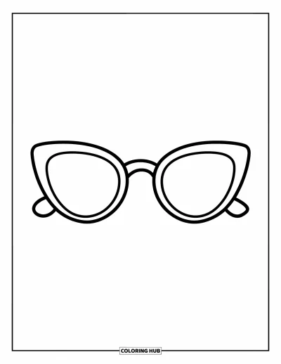 Coloriage de lunettes de soleil pour enfants : Des lunettes de soleil œil-de-chat élégantes posées seules sur un fond blanc épuré