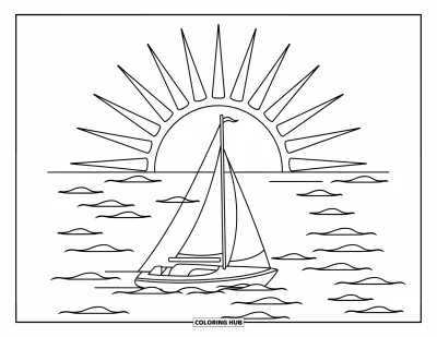 70+ Coloriages de plage au coucher du soleil pour enfants et adultes (Gratuits)
