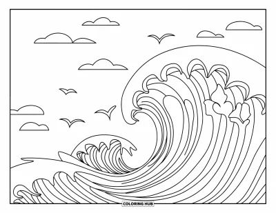 65+ Dibujos de olas para colorear