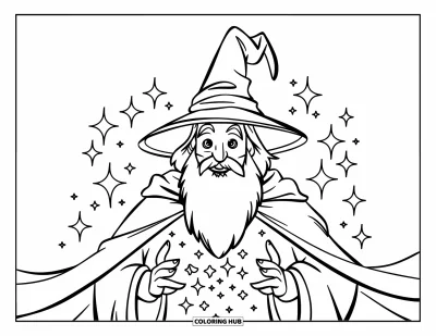 55+ Dibujos de magos para colorear